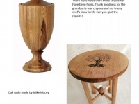 Cup urn in Walnut ny John Hawkeswell and oak table by Mike Macey